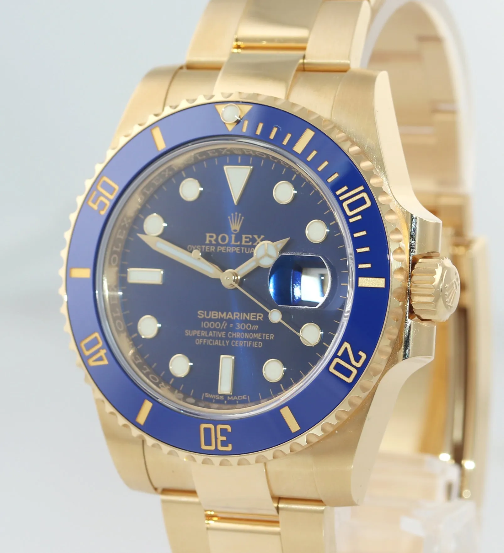 2020 PAPERS Rolex Sunburst Blue Ceramic 116618 18k Yellow Gold Watch Box