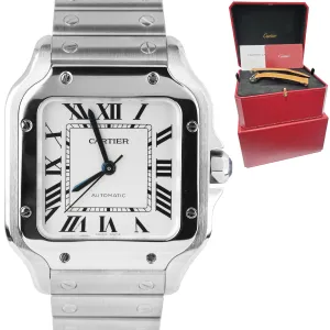 2022 Cartier Santos Mid-Size 35mm Stainless White Roman WSSA0029 4075 Auto Watch
