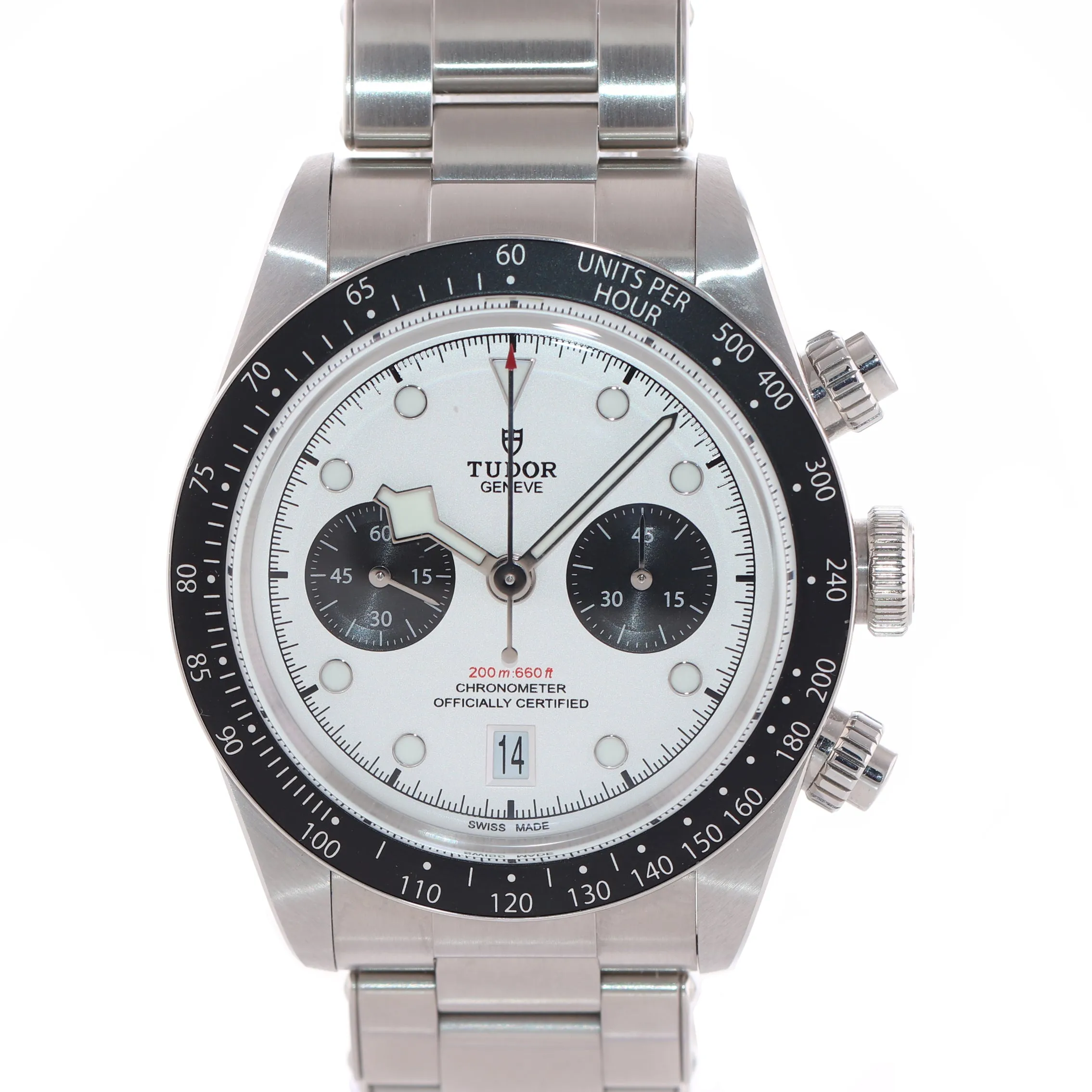 2022 PAPERS Tudor Black Bay Chrono Panda Steel 41mm White Date Watch 79360 N