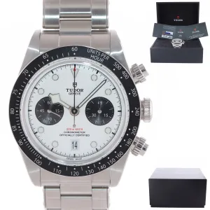 2022 PAPERS Tudor Black Bay Chrono Panda Steel 41mm White Date Watch 79360 N