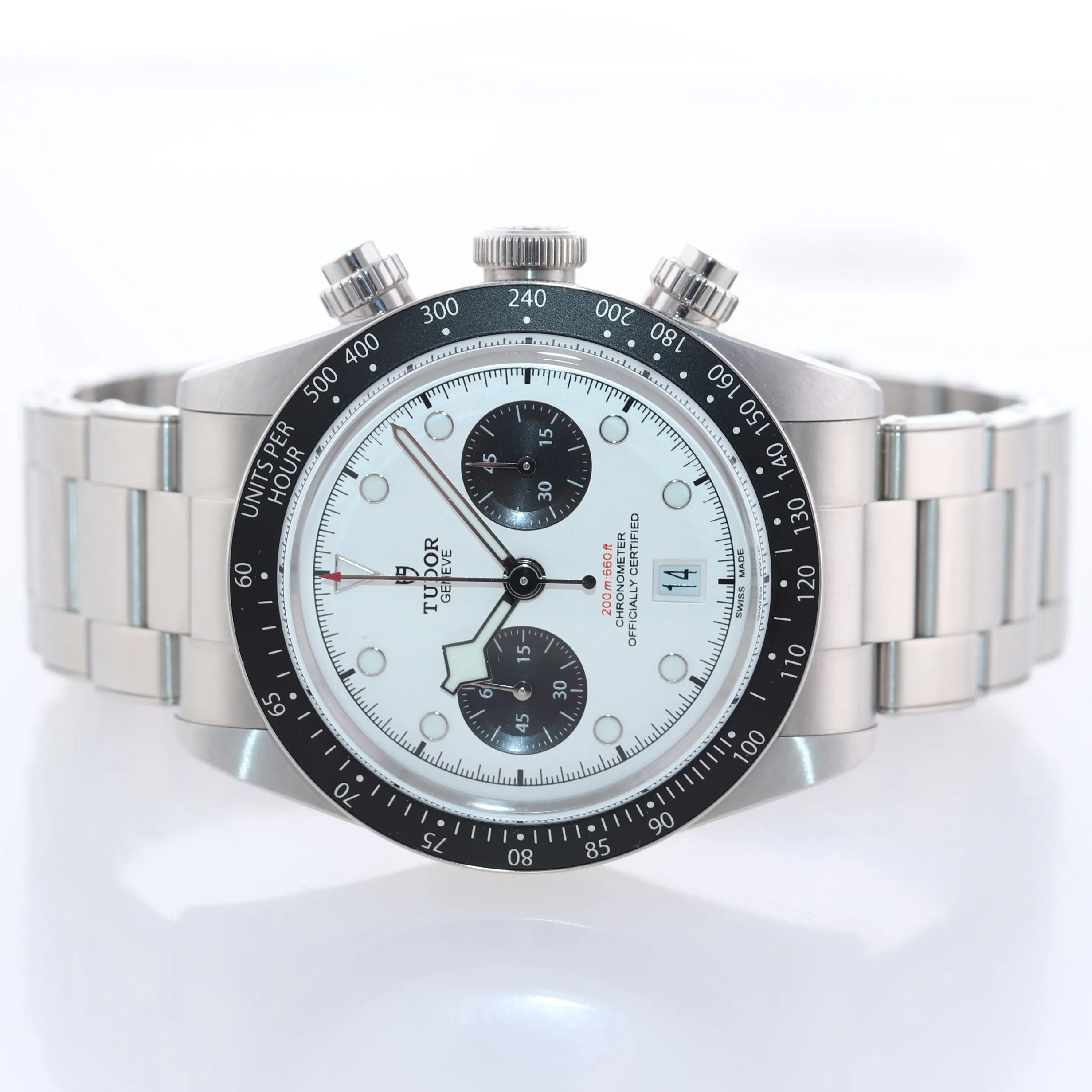 2022 PAPERS Tudor Black Bay Chrono Panda Steel 41mm White Date Watch 79360 N