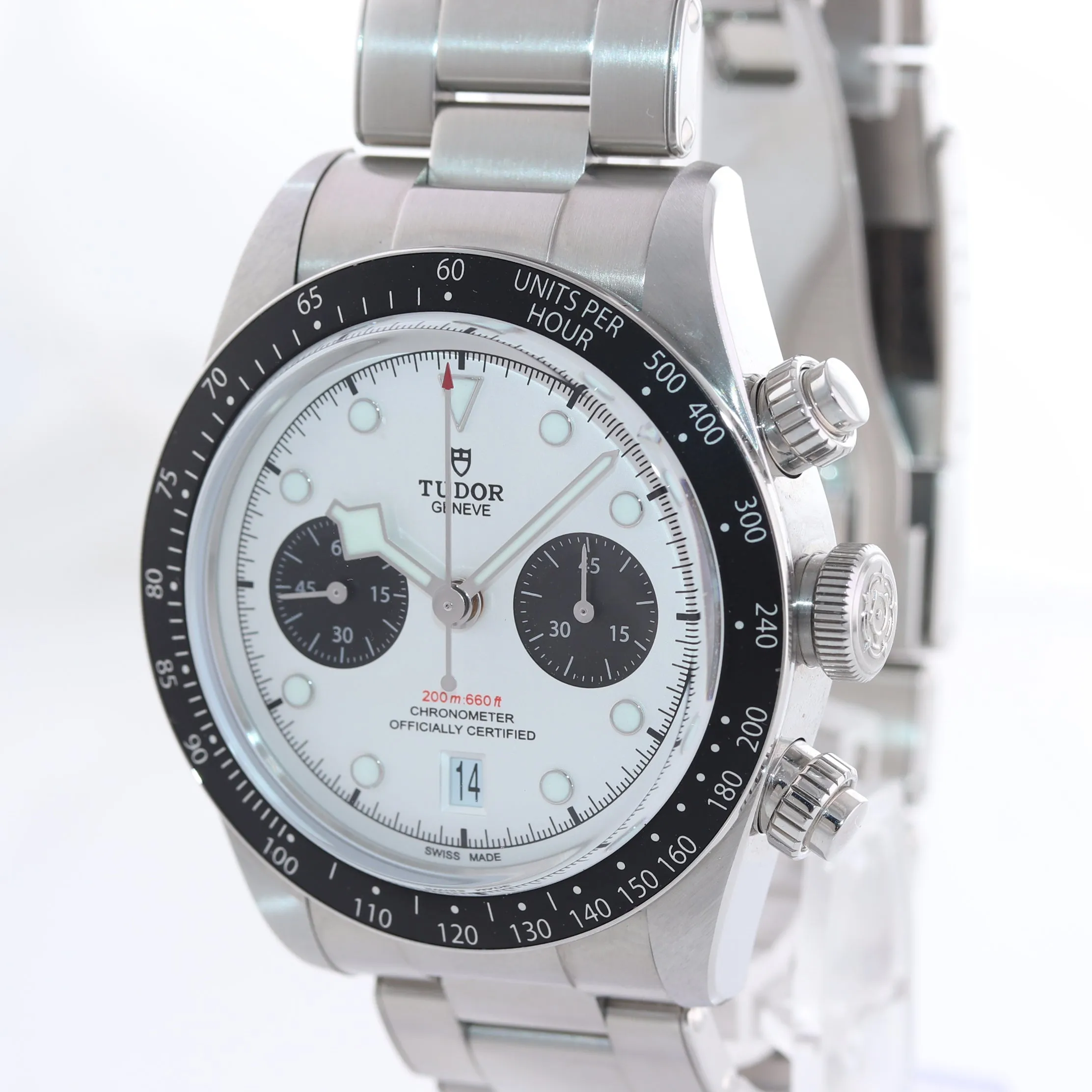 2022 PAPERS Tudor Black Bay Chrono Panda Steel 41mm White Date Watch 79360 N