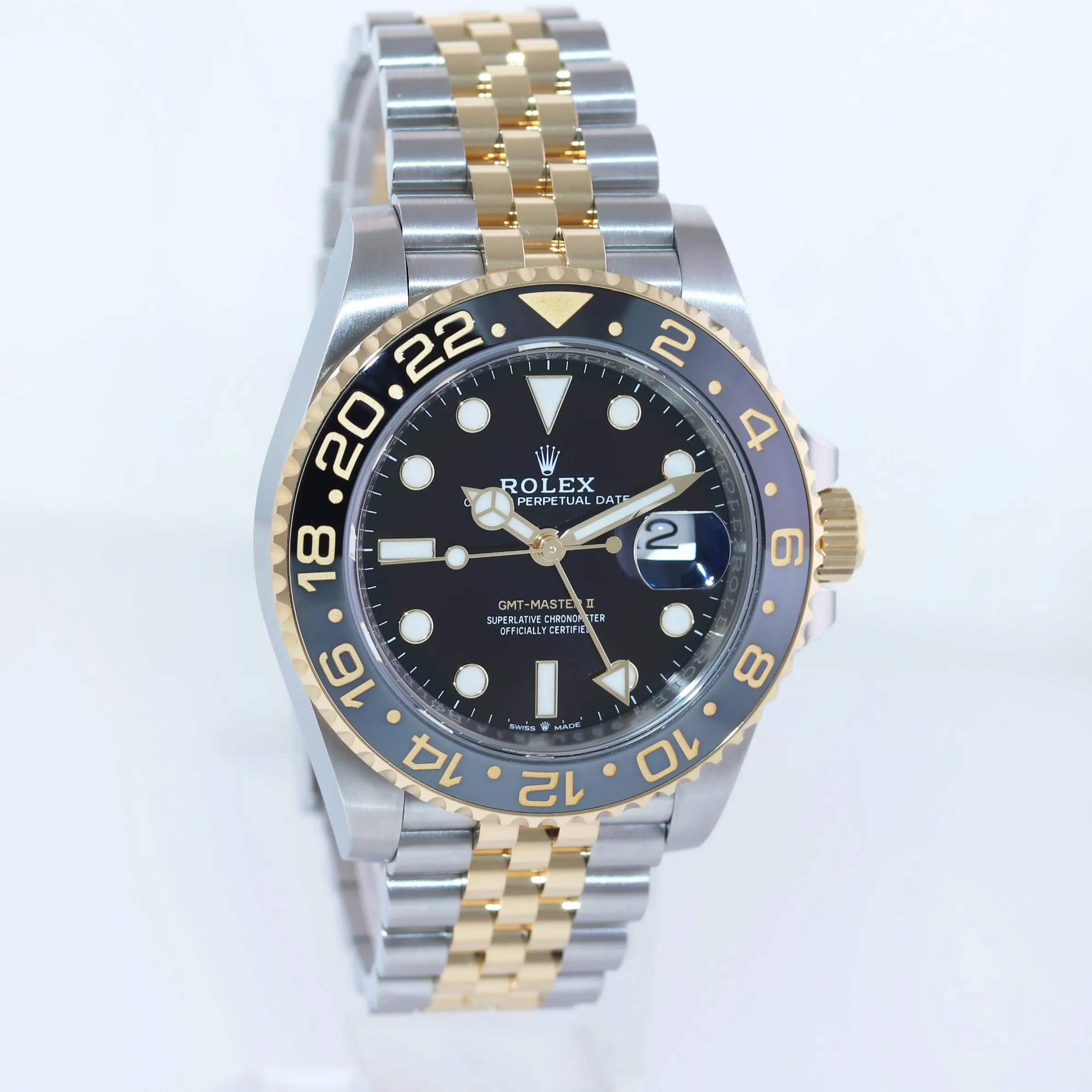 2023 NEW PAPERS Rolex GMT Master Gold Two Tone Jubilee Black 126713 Watch Box