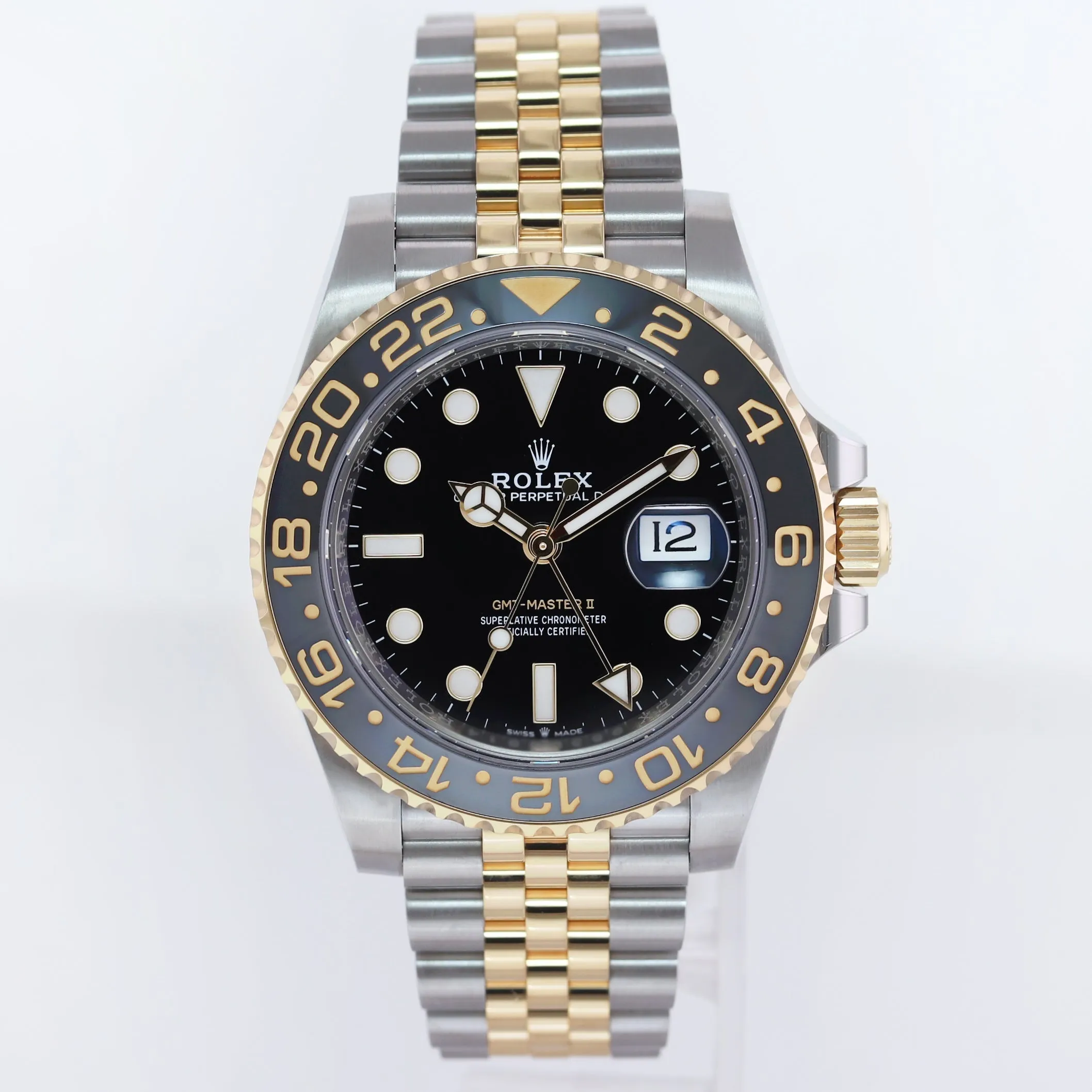2023 NEW PAPERS Rolex GMT Master Gold Two Tone Jubilee Black 126713 Watch Box