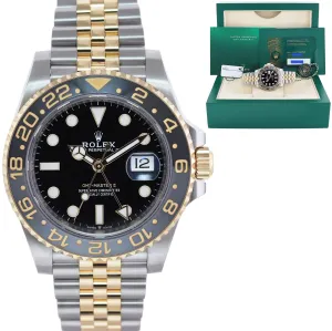 2023 NEW PAPERS Rolex GMT Master Gold Two Tone Jubilee Black 126713 Watch Box