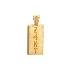 24k Gold Ingot Bar Pendant 6.3gm Small Charm Vintage Fine Estate Jewelry