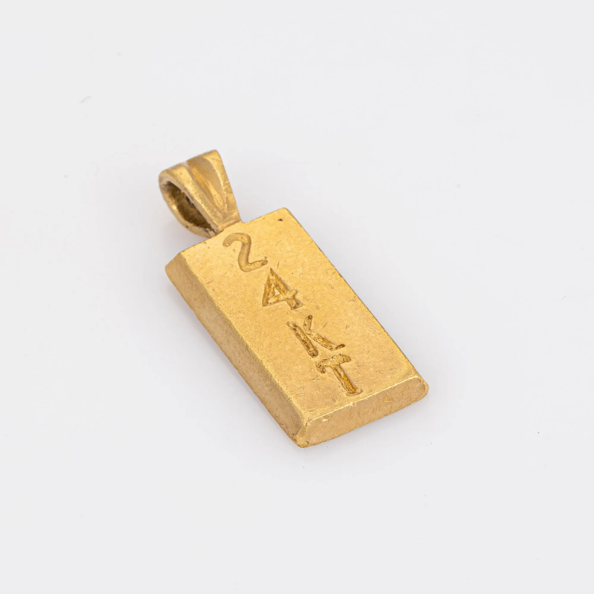 24k Gold Ingot Bar Pendant 6.3gm Small Charm Vintage Fine Estate Jewelry