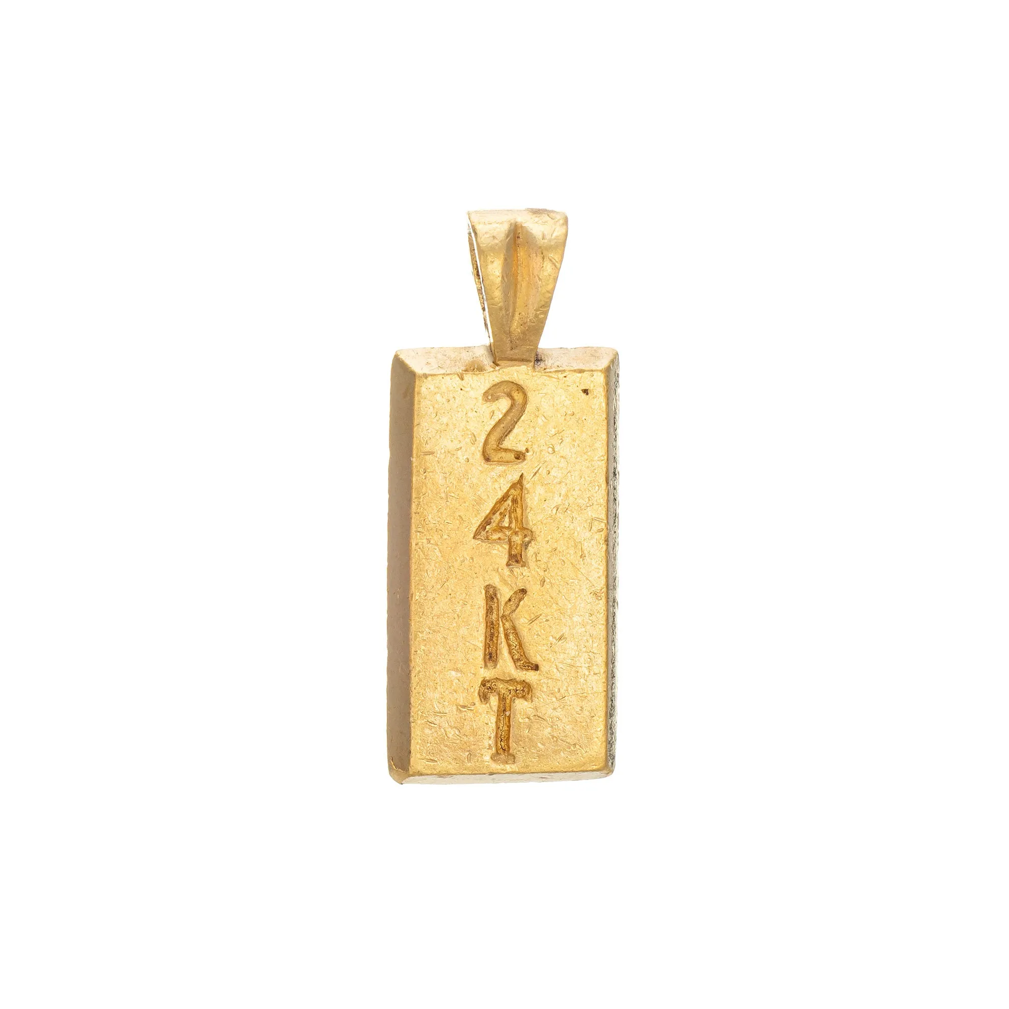 24k Gold Ingot Bar Pendant 6.3gm Small Charm Vintage Fine Estate Jewelry