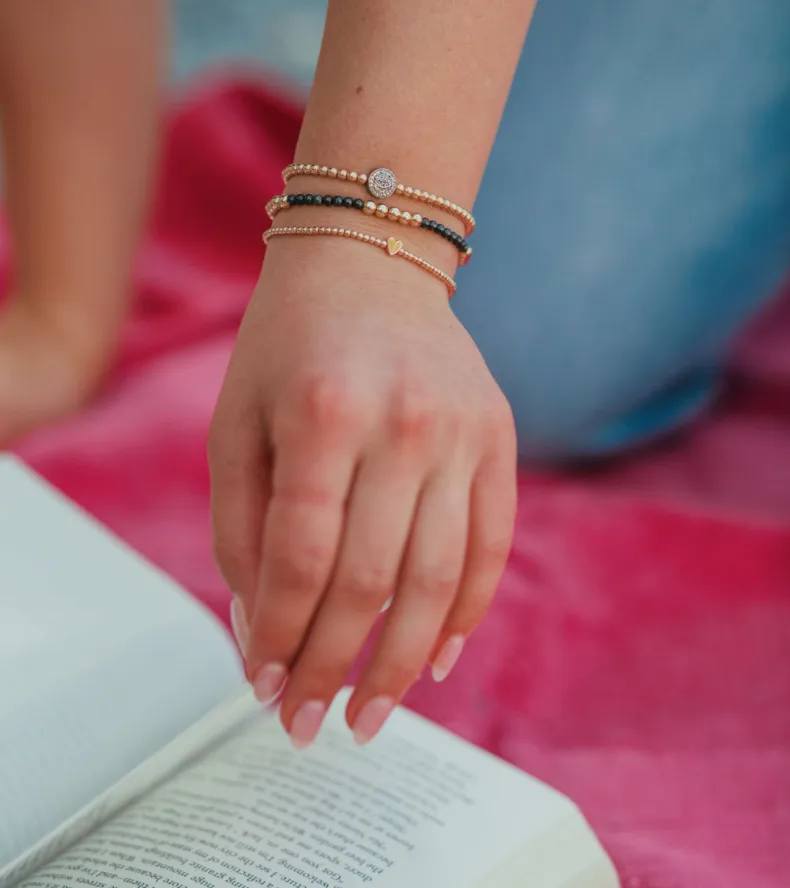 2mm Yellow Gold Filled Bracelet with 14K Heart Bead
