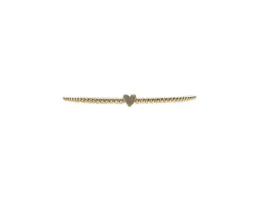 2mm Yellow Gold Filled Bracelet with 14K Heart Bead