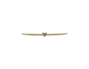 2mm Yellow Gold Filled Bracelet with 14K Heart Bead