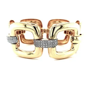3.01 Carat Total, Diamond and Yellow Gold Link Bracelet