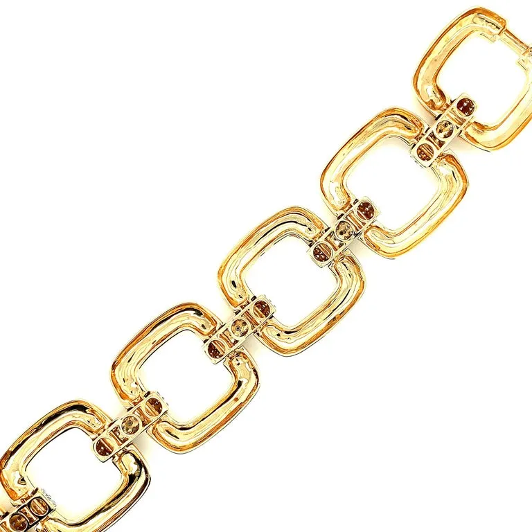 3.01 Carat Total, Diamond and Yellow Gold Link Bracelet