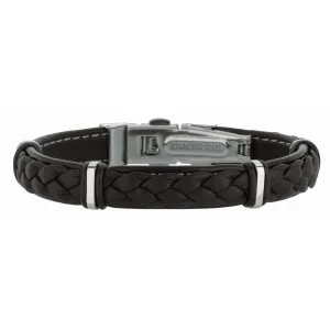 316L Stainless Steel Genuine Leather Braided Station Bracelet