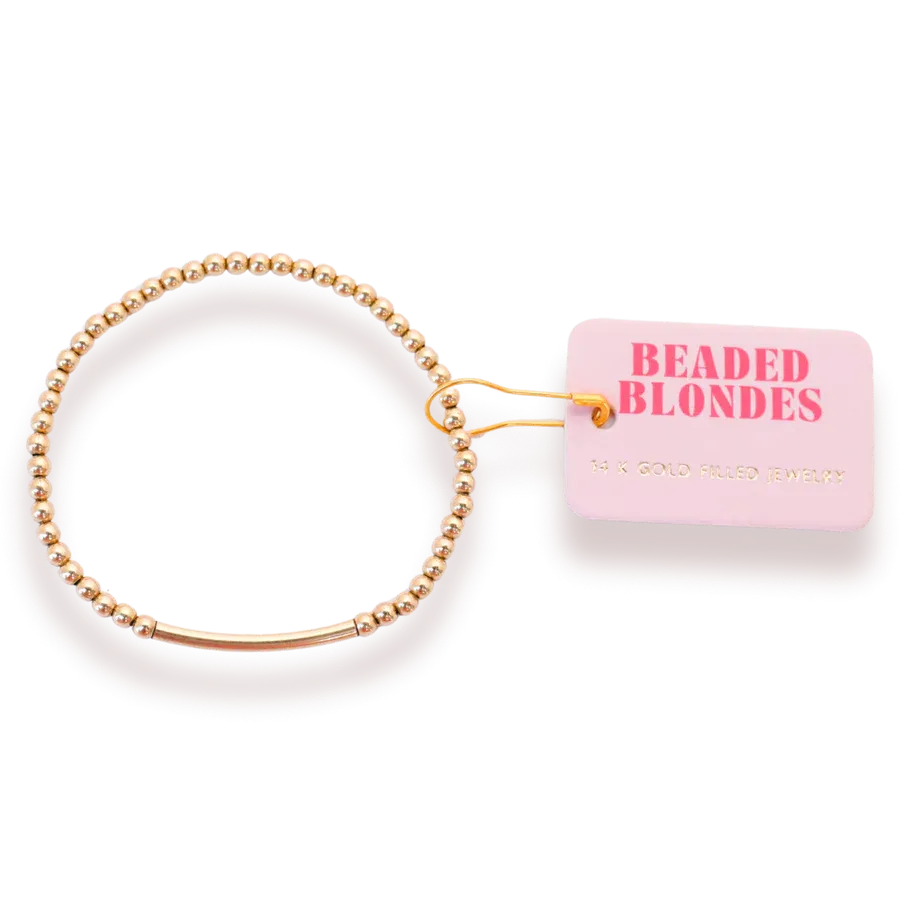 3mm Gold Bar Beaded Bracelet