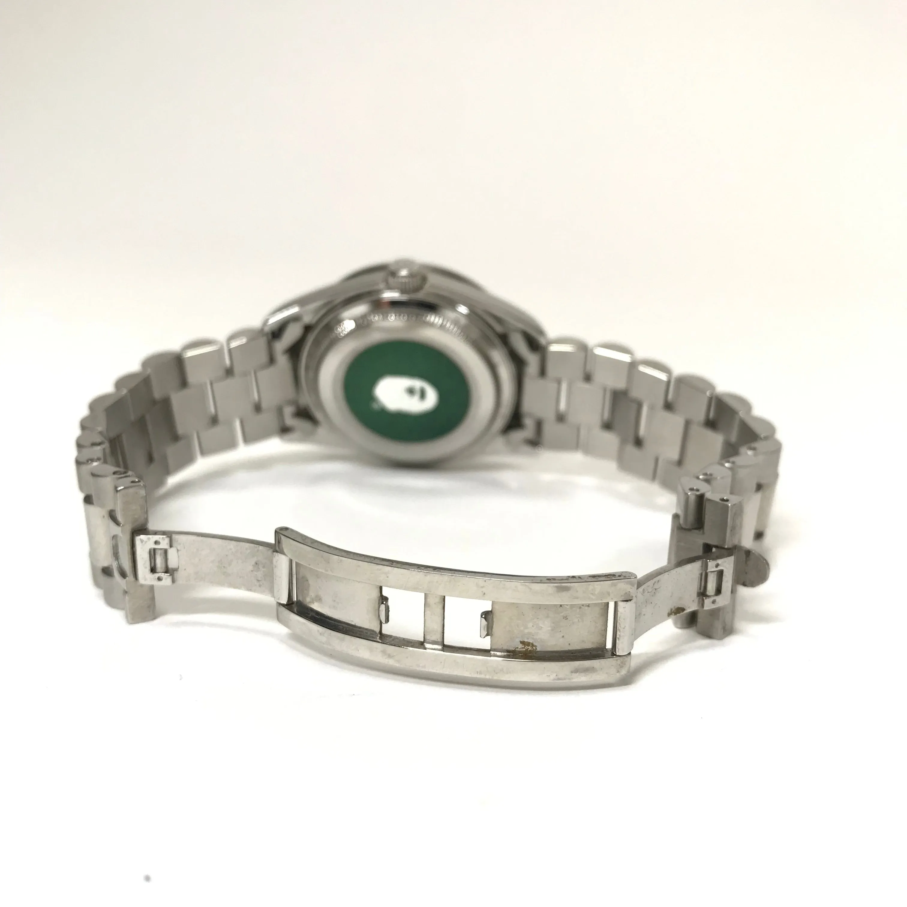 A Bathing Ape Bape Swarovski Crystal Automatic Bapex 'Datejust' Watch Silver