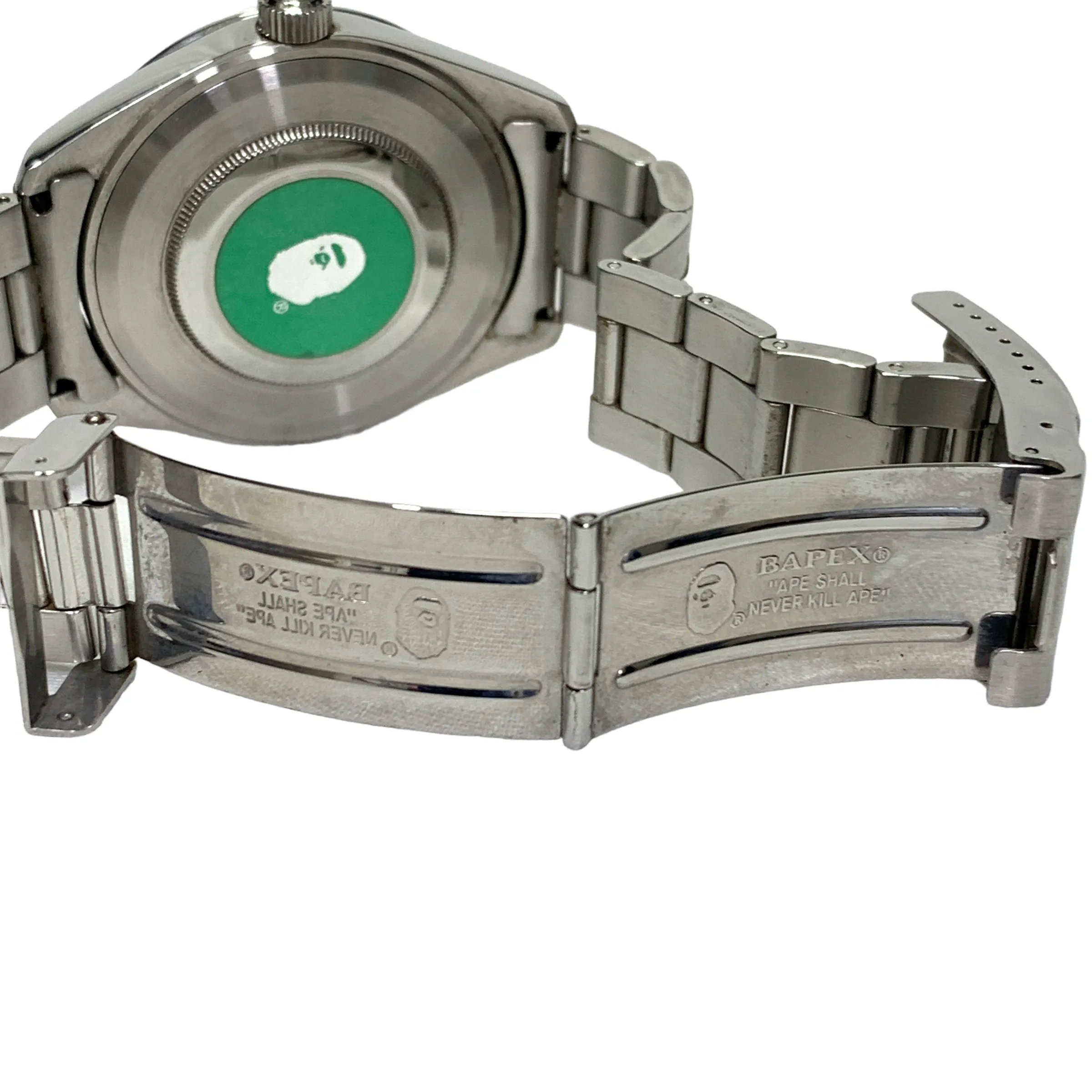 A Bathing Ape Bape Swarovski Crystal Big Face Watch Silver Gold