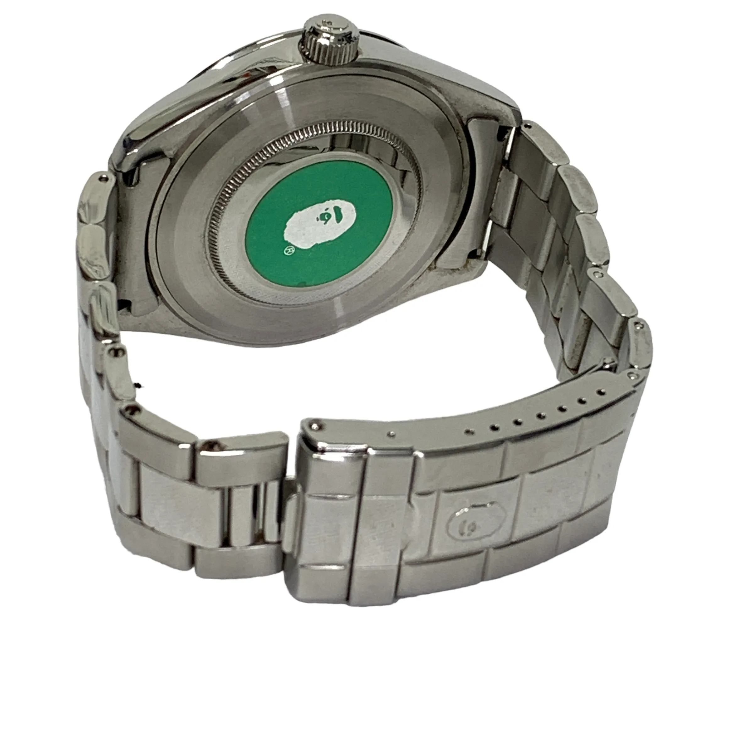 A Bathing Ape Bape Swarovski Crystal Big Face Watch Silver Gold