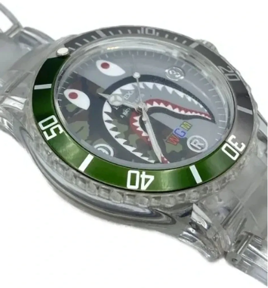 A Bathing Ape Bape Type 1 'Clear' Bapex Shark Camo Watch