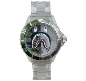 A Bathing Ape Bape Type 1 'Clear' Bapex Shark Camo Watch