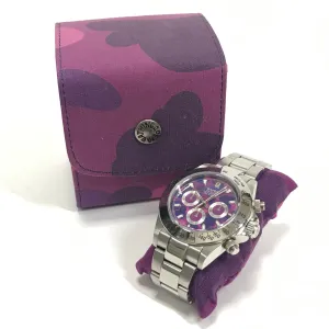 A Bathing Ape Bape Type 3 Daytona Automatic Bapex Watch Silver/Purple