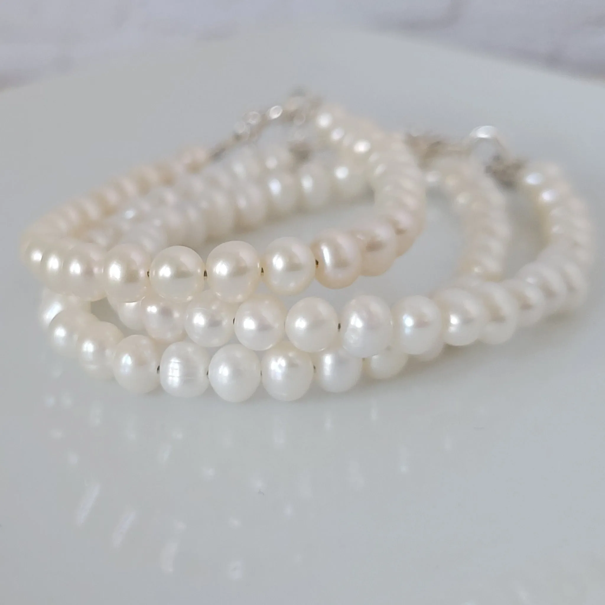 AAA Freshwater Pearl Baby Bracelet - Sterling Silver or Gold Clasp