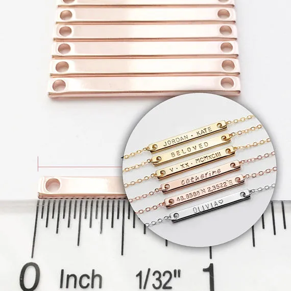 About 0.8*4*15MM tibetara® Brass Hand Stamping Blanks empty bar Blank Name Plate jewelry Pendant Blanks plated kc gold 20pcs