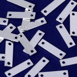 About 0.8*4*15MM tibetara® Brass Hand Stamping Blanks empty bar Blank Name Plate jewelry Pendant Blanks plated silver 20pcs
