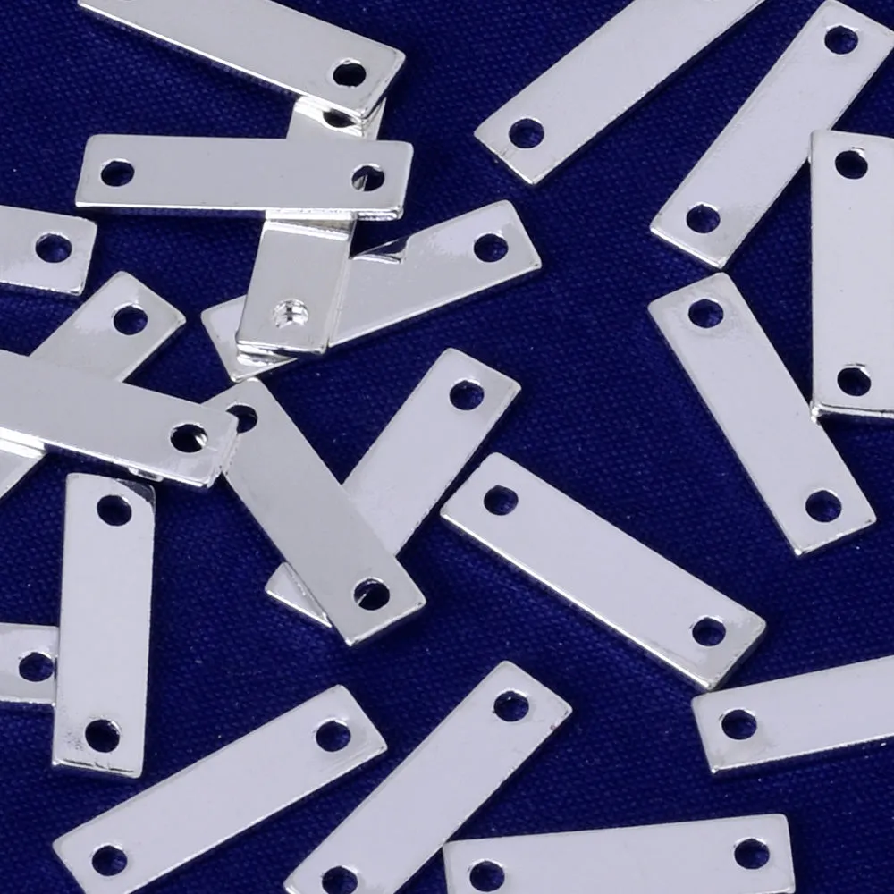 About 0.8*4*15MM tibetara® Brass Hand Stamping Blanks empty bar Blank Name Plate jewelry Pendant Blanks plated silver 20pcs
