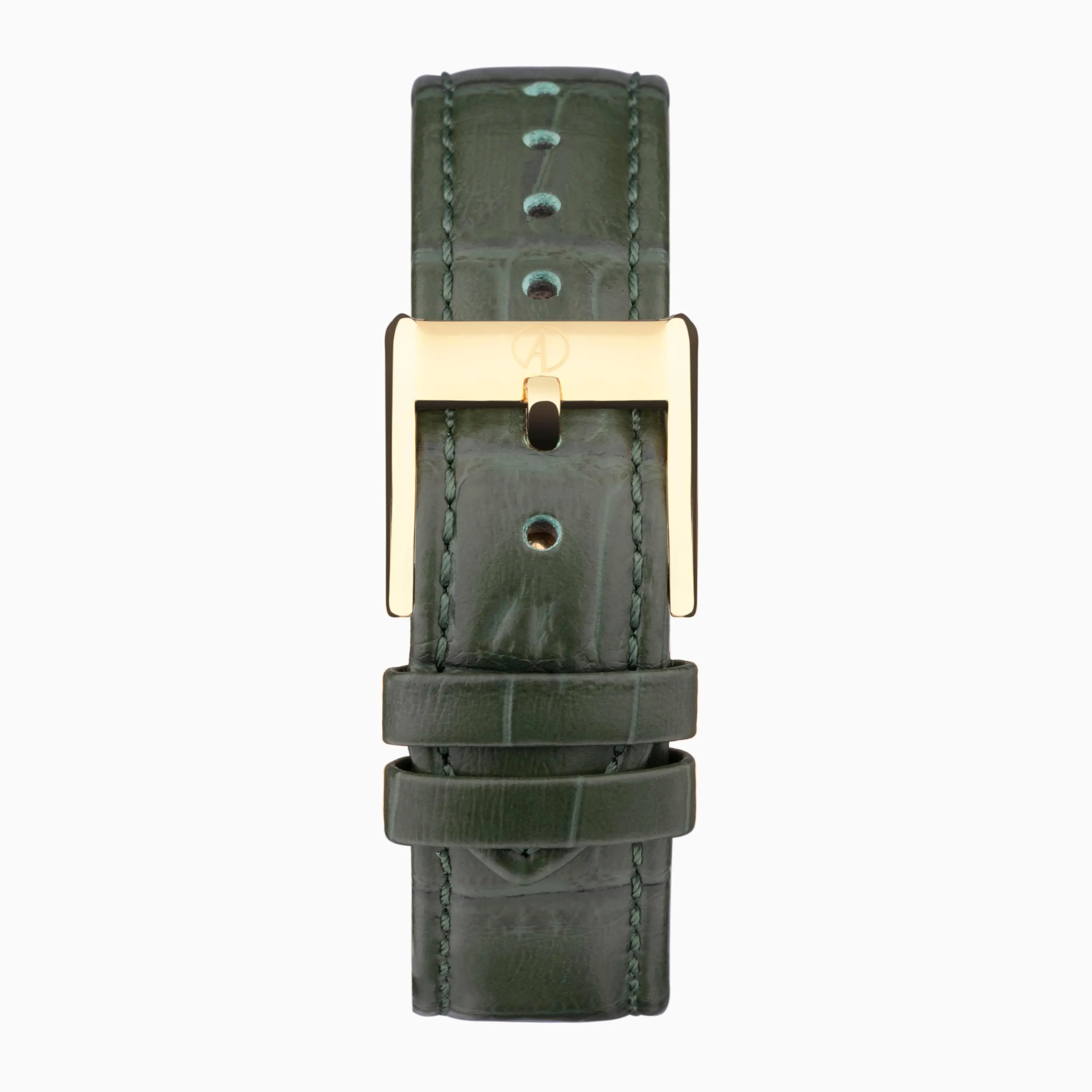 Accurist Rectangle Ladies Watch | Gold Case & Green Leather Strap with White Dial | 26mm