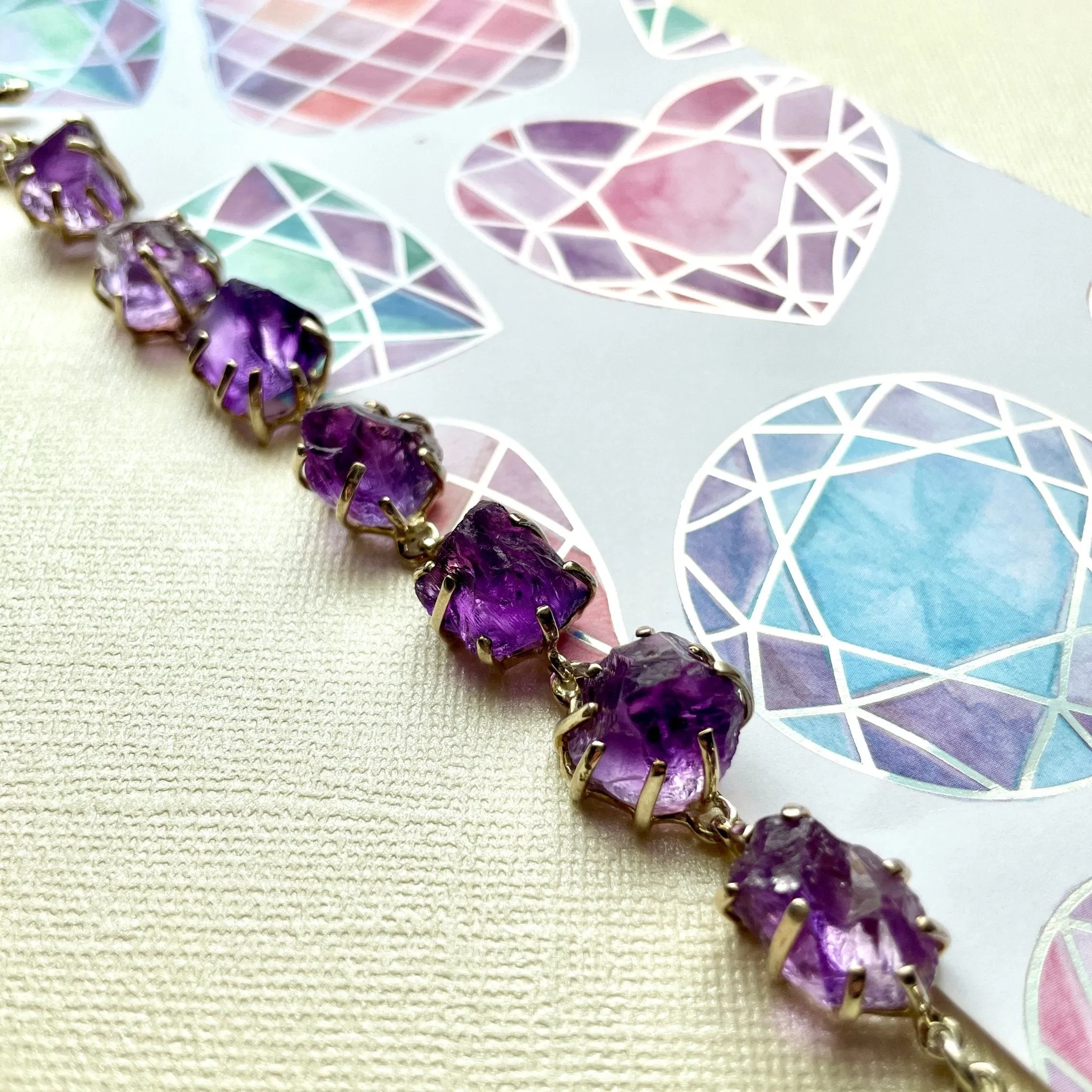 Amethyst in the Raw Bracelet / Amethyst in Sterling Silver