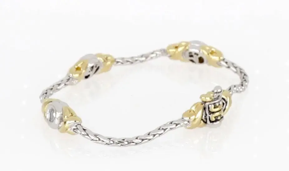 Antiqua Collection - Three Station Crystal Circle Bracelet