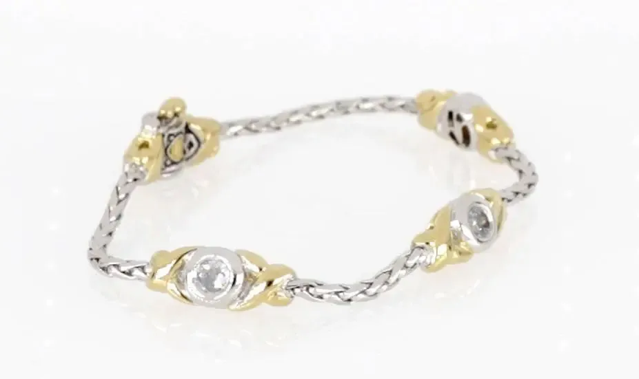 Antiqua Collection - Three Station Crystal Circle Bracelet