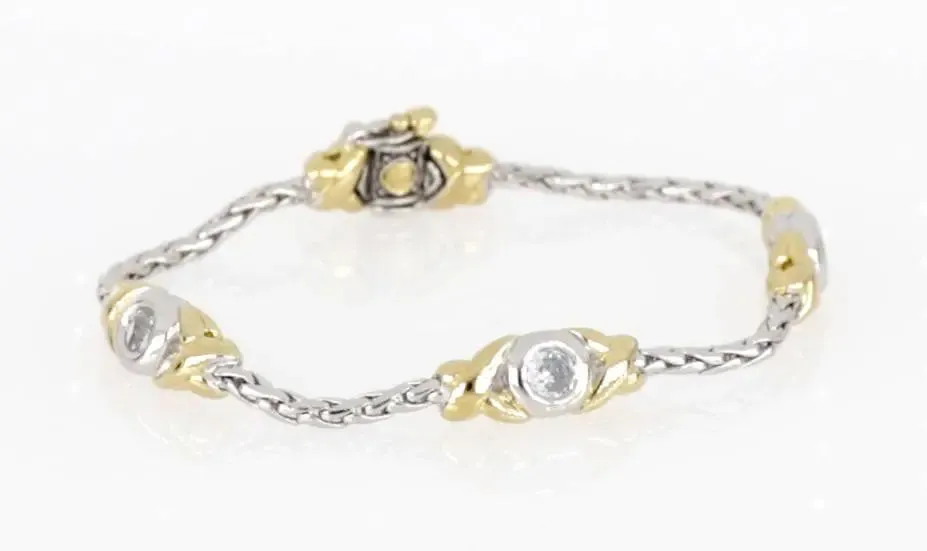 Antiqua Collection - Three Station Crystal Circle Bracelet