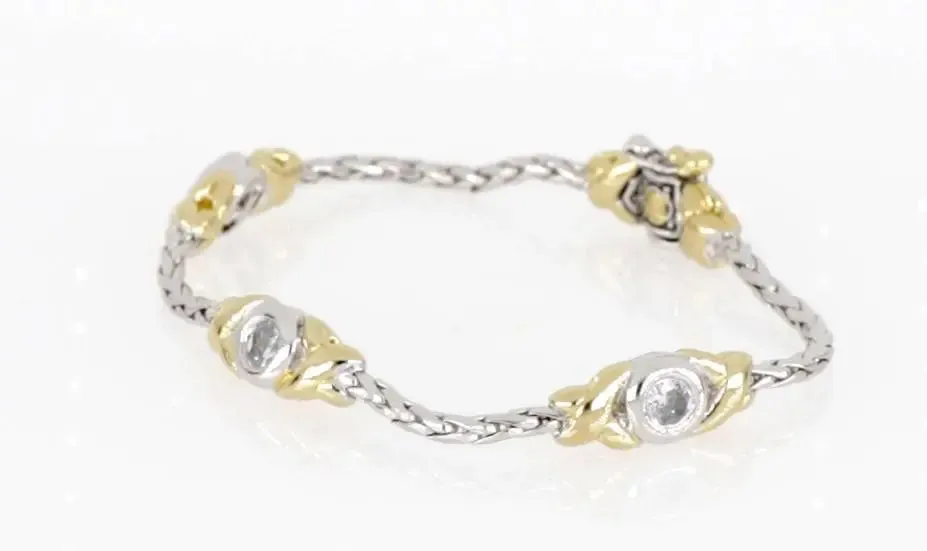 Antiqua Collection - Three Station Crystal Circle Bracelet