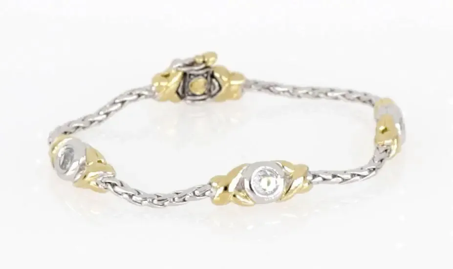 Antiqua Collection - Three Station Crystal Circle Bracelet
