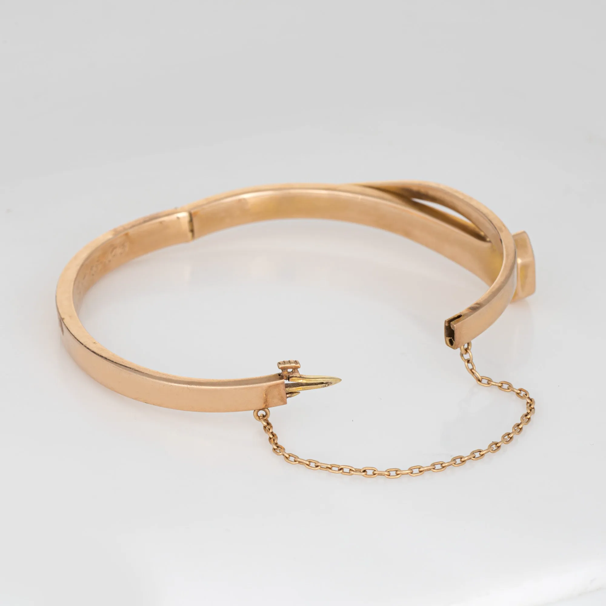 Antique Edwardian Nail Bracelet L. Fritzsche 14k Rose Gold Horseshoe Bangle 1908