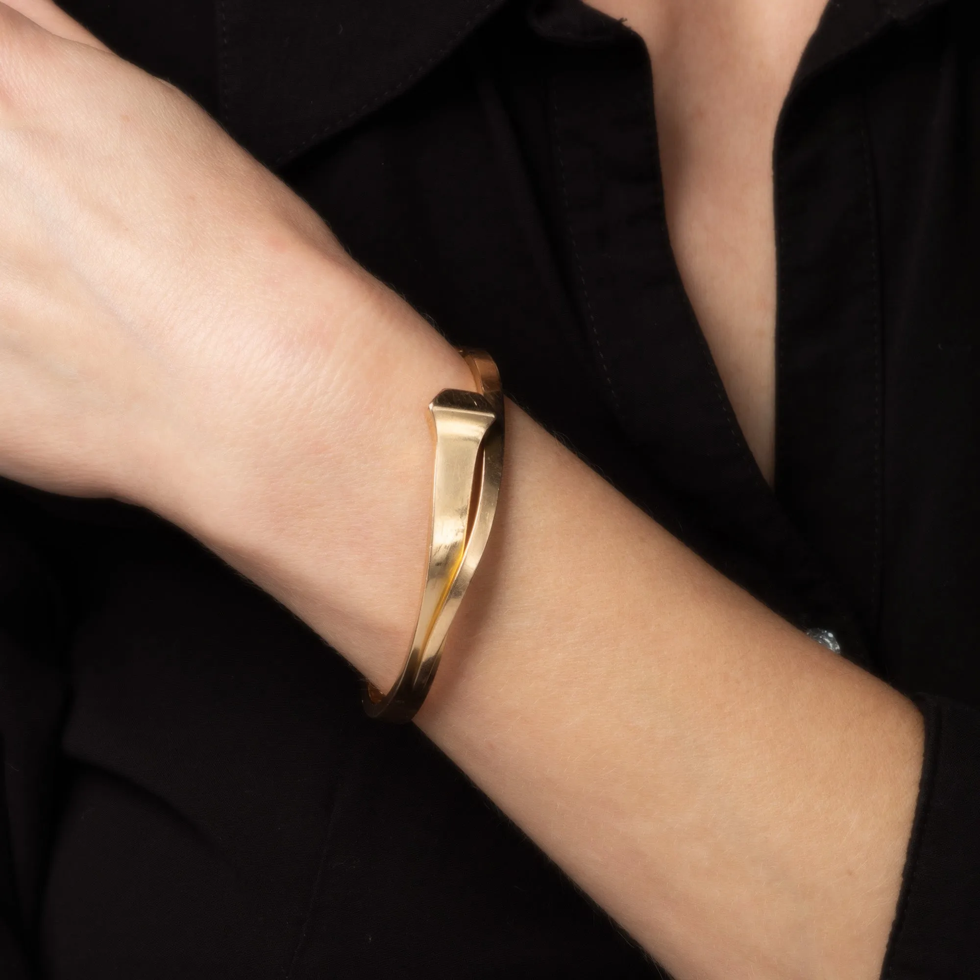 Antique Edwardian Nail Bracelet L. Fritzsche 14k Rose Gold Horseshoe Bangle 1908