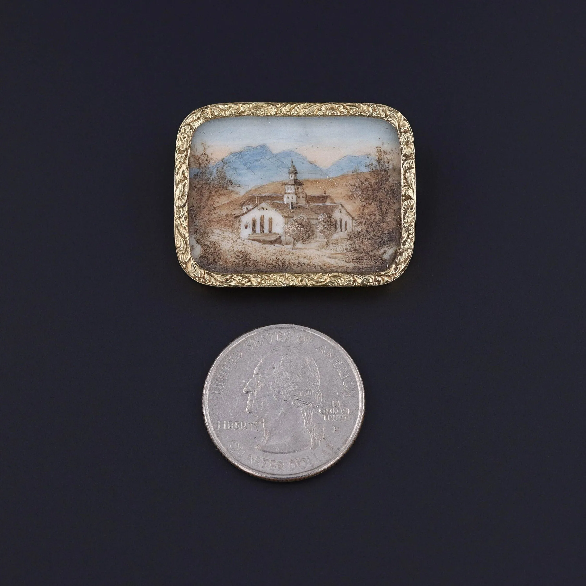 Antique Hand Painted Miniature Brooch