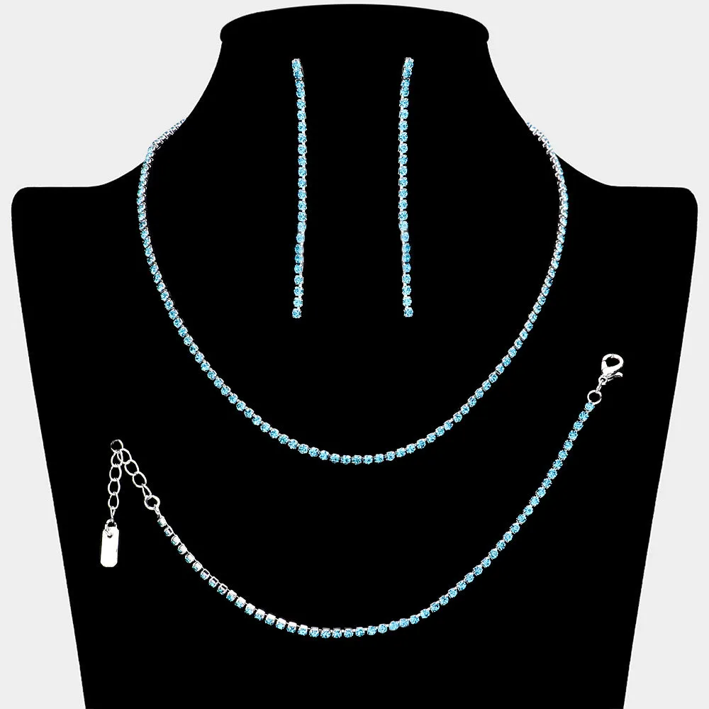 Aqua Rhinestone Jewelry Set | Homecoming Jewelry |  632266