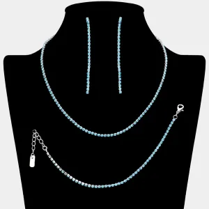 Aqua Rhinestone Jewelry Set | Homecoming Jewelry |  632266