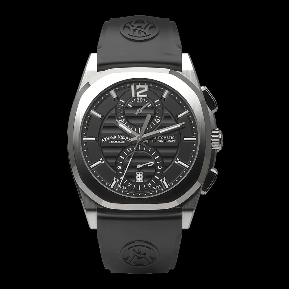ARMAND NICOLET J09-3 MEN'S AUTOMATIC BLACK STRAP BLACK DIAL WATCH