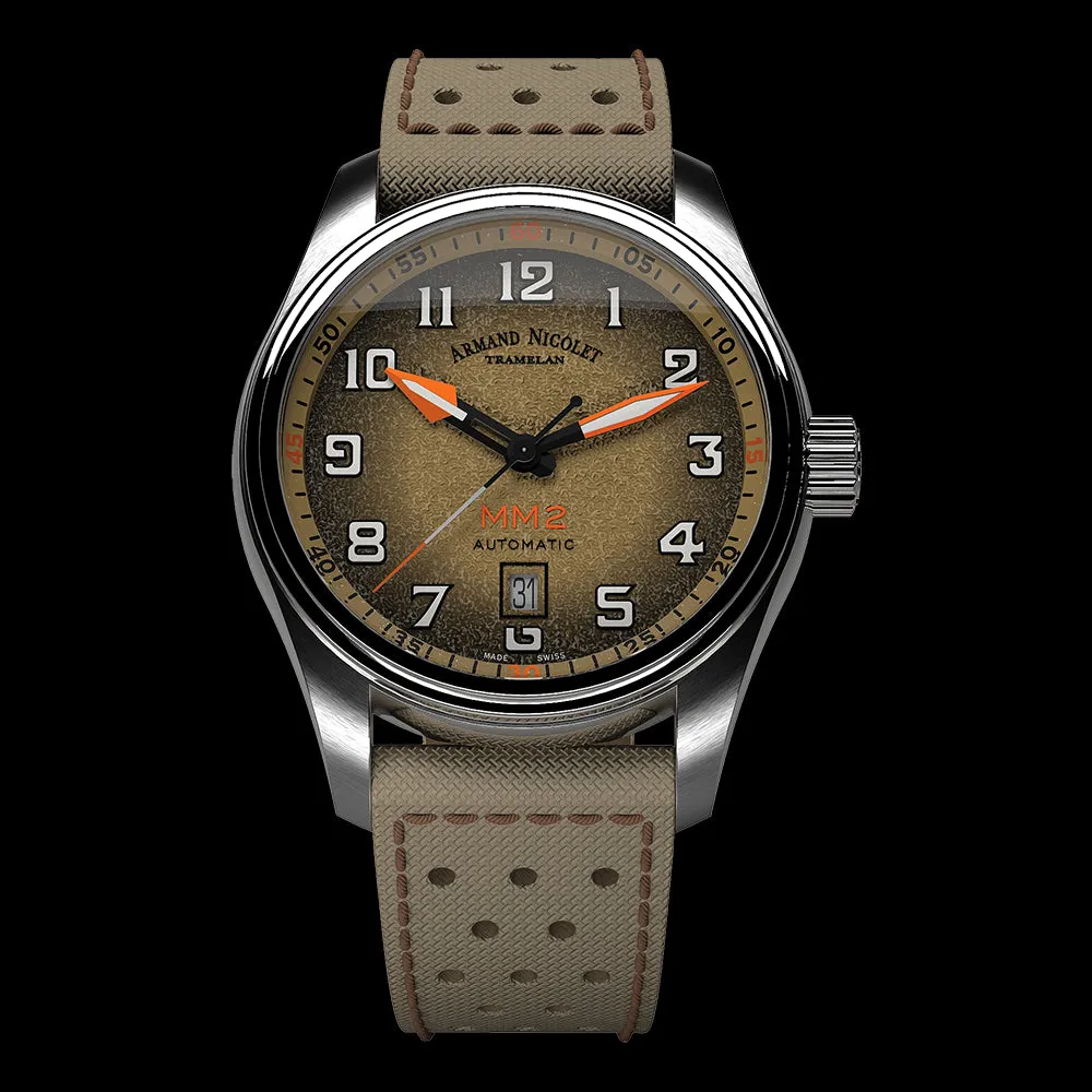 ARMAND NICOLET MM2 MEN'S AUTOMATIC BEIGE STRAP BEIGE DIAL WATCH