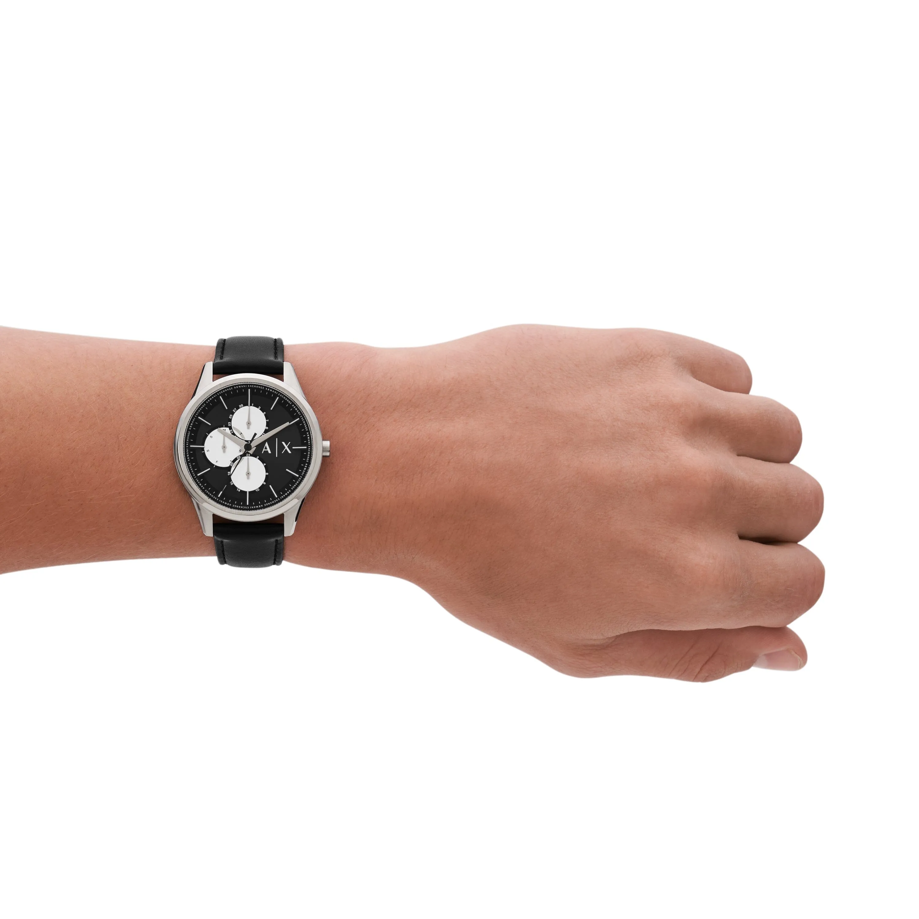 Armani Exchange Multifunction Black Leather Watch AX1872