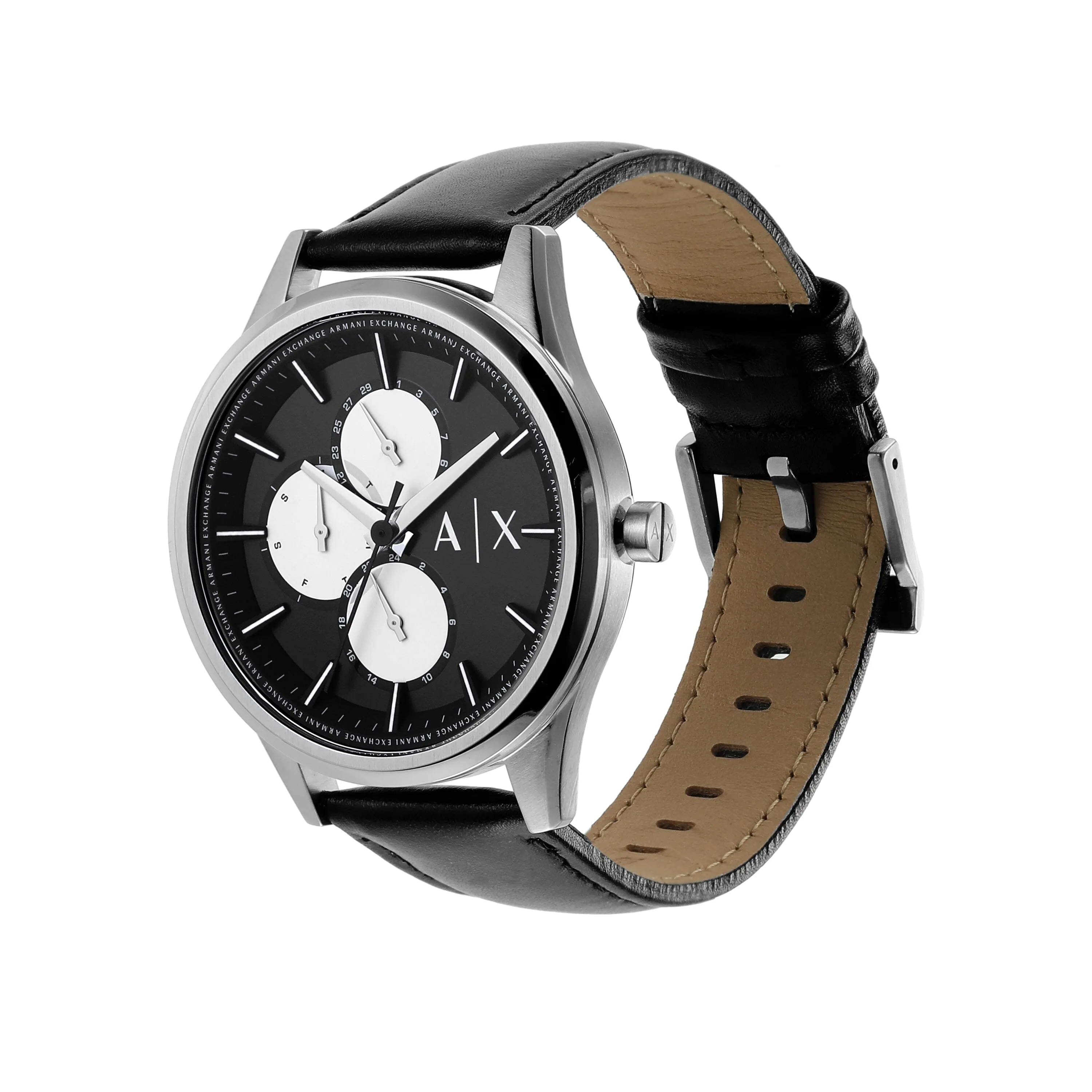 Armani Exchange Multifunction Black Leather Watch AX1872