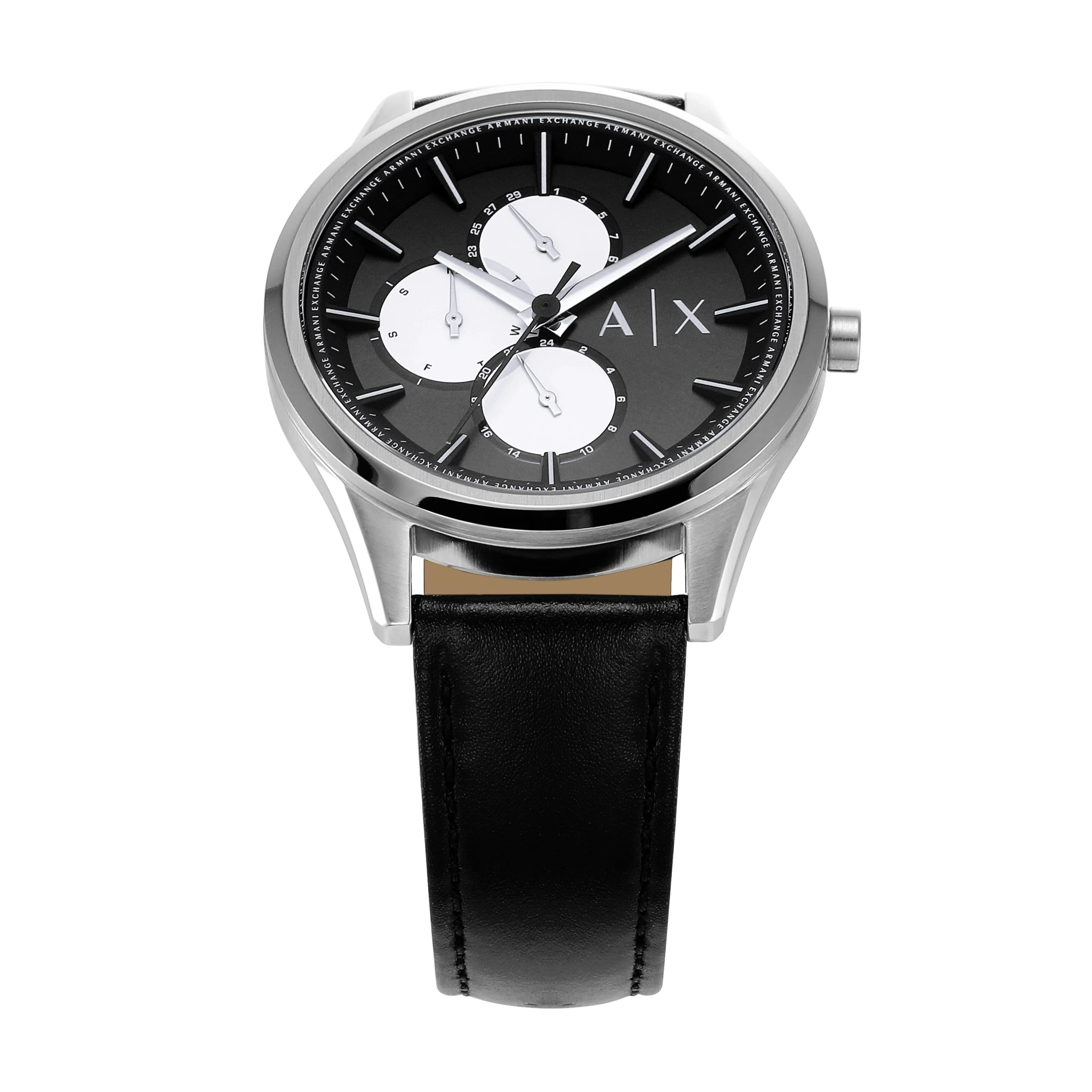 Armani Exchange Multifunction Black Leather Watch AX1872