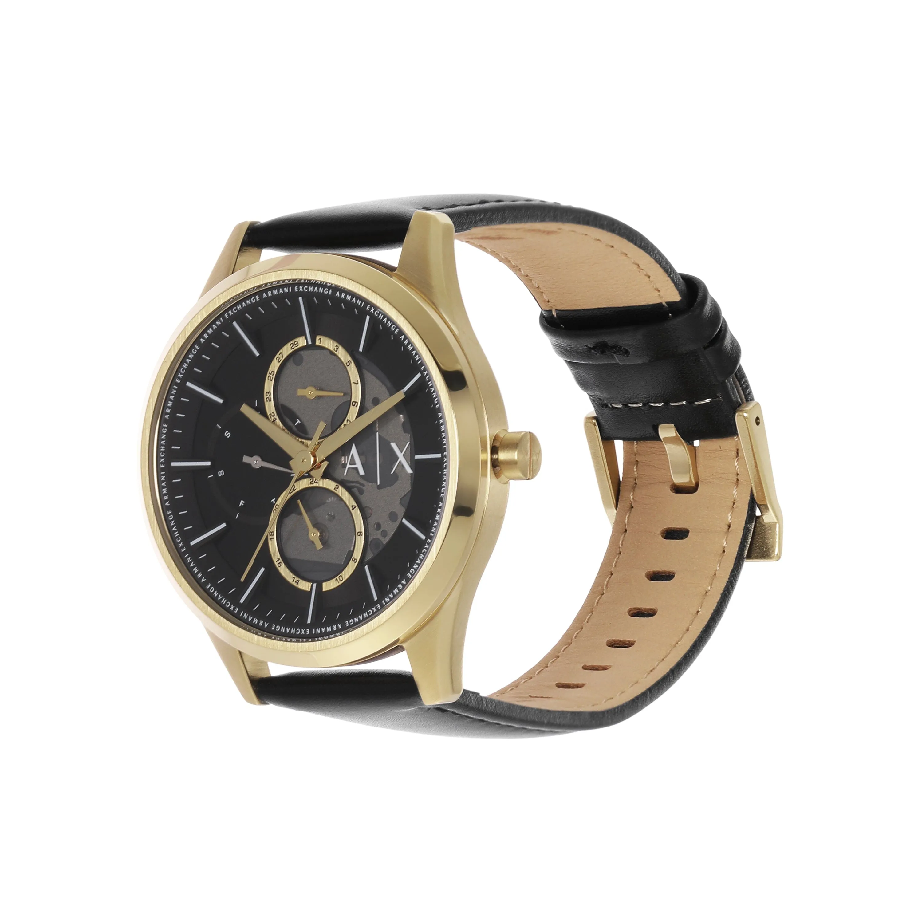 Armani Exchange Multifunction Black Leather Watch AX1876