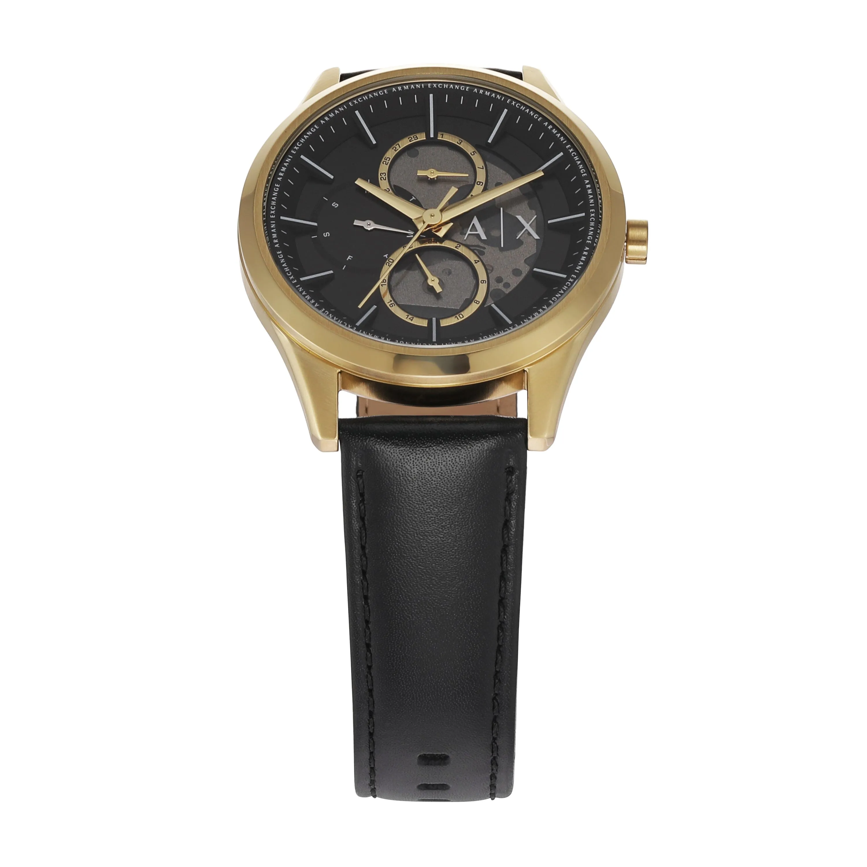 Armani Exchange Multifunction Black Leather Watch AX1876