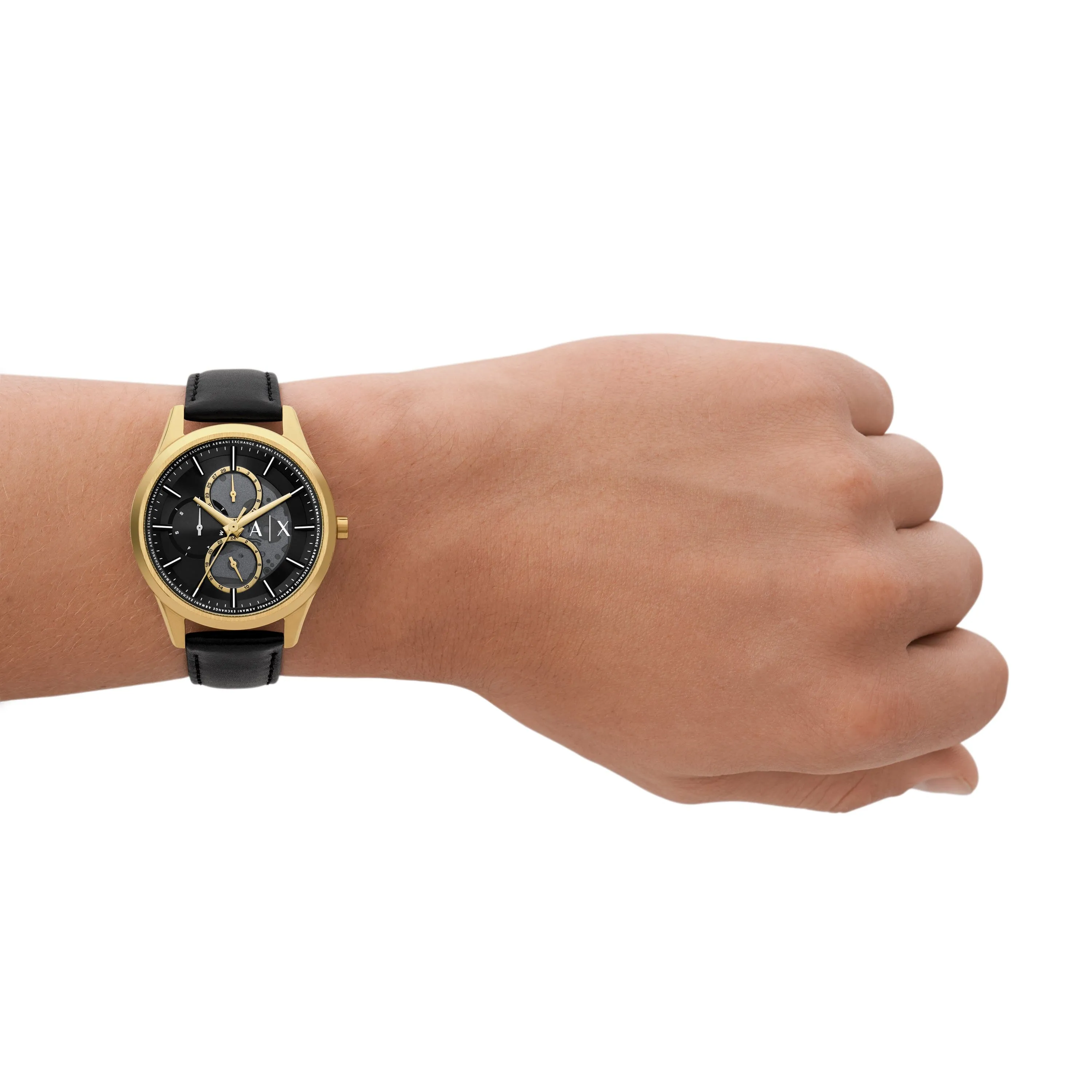 Armani Exchange Multifunction Black Leather Watch AX1876