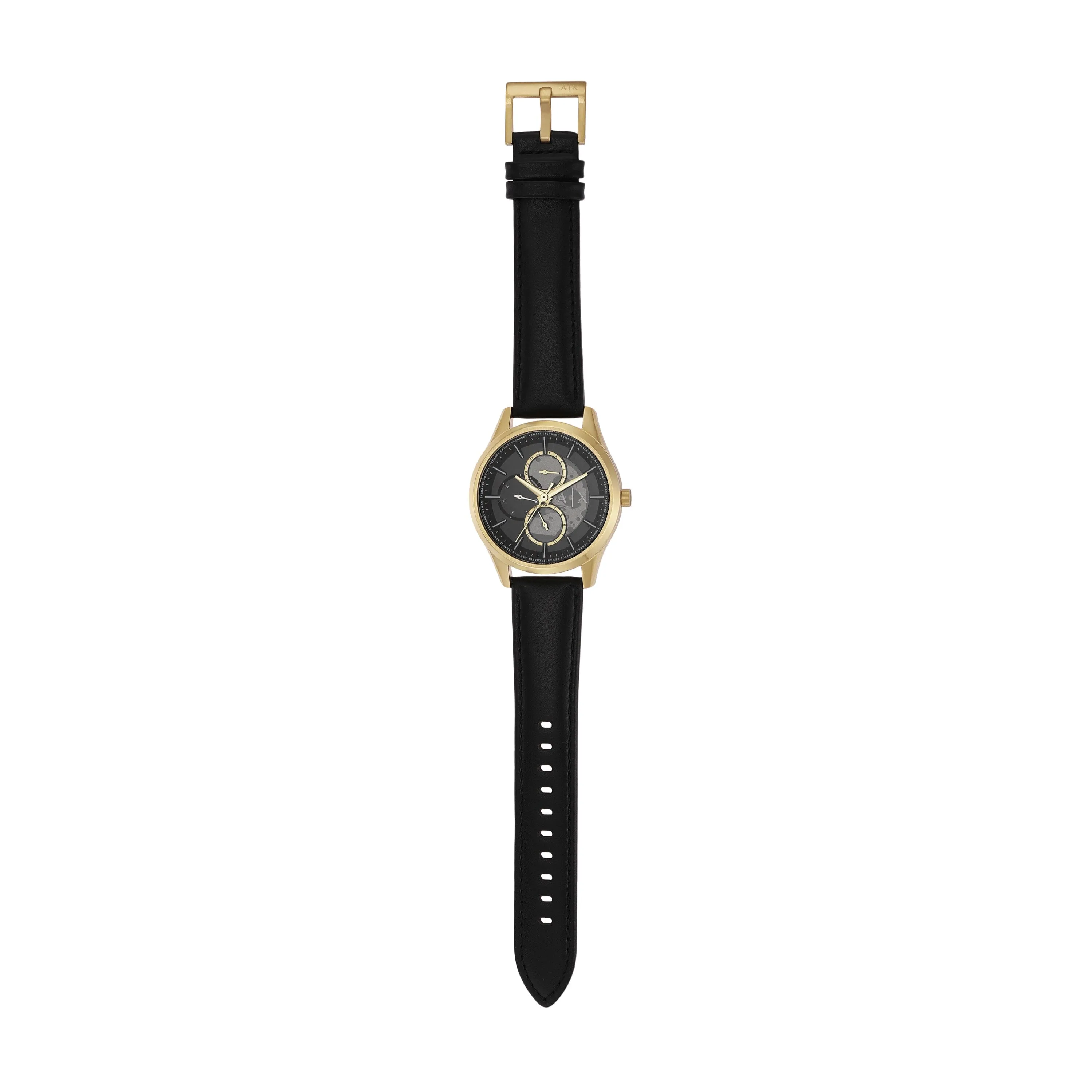 Armani Exchange Multifunction Black Leather Watch AX1876